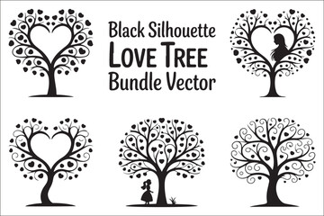 A set of trees with a white background and a black and white image of a tree