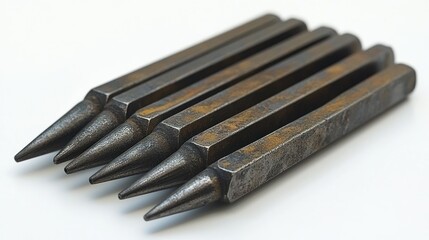 Five metal tools with pointed tips