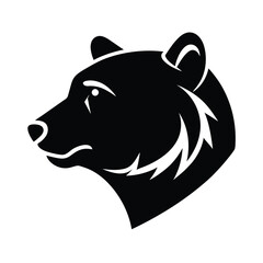 Fototapeta premium Simple black silhouette of a bear head depicting strength and wilderness animals nature icon