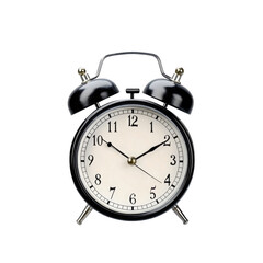 Classic Black Retro Alarm  isolated on a transparent background