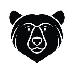 Elegant black and white silhouette head of a bear depicting wildlife and nature concepts in simple design