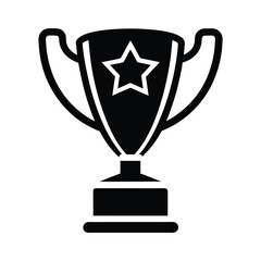 Elegant black and white silhouette illustration of a trophy with a star for success and achievement