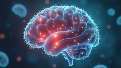 Obraz premium Schematic diagram of brain neurons
