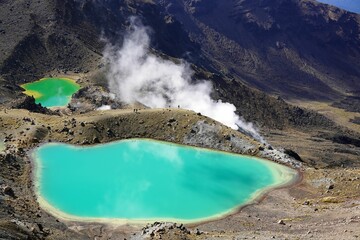 Emerald lakes near tongariro volcano