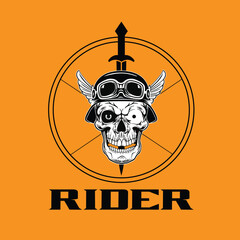 Abstract splash style vector fashionable t-shirt design for man and women. RIDER t-shirt design template.