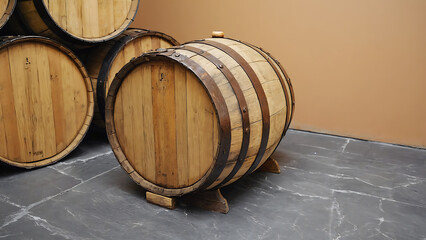 Oak Wine Barrels in Cellar