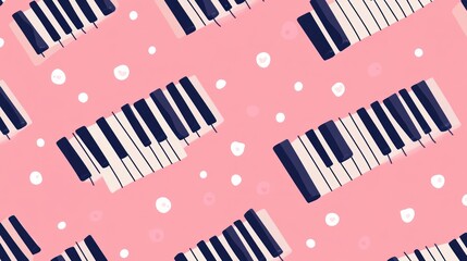 Piano keys pattern on pink background