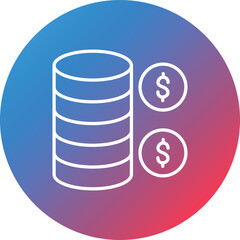 Coins Line Gradient Circle Background Icon