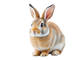 Obraz premium Adorable Fluffy Brown Rabbit Sitting Isolated on Black Background Cute Bunny Pet Animal Wildlife Nature Photography Image fur long ears soft calm shot eyes nose