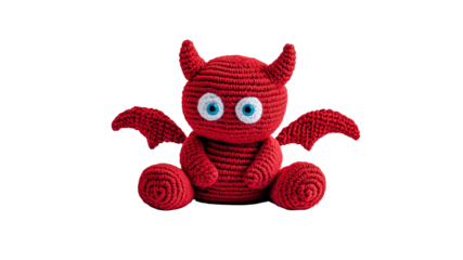 Adorable Red Crochet Devil Toy