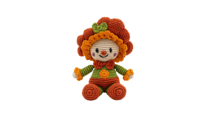 Adorable Crochet Clown Doll in Autumnal Hues Handmade Toy for Children