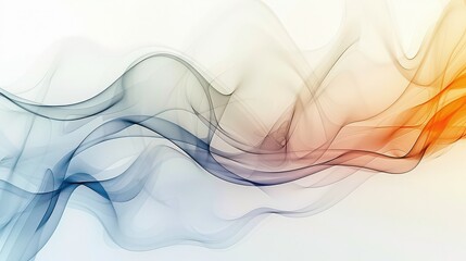 Abstract flowing waves of blue grey and orange colors on a white background design element art