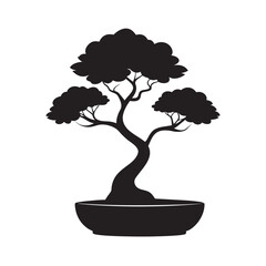 Minimalist Bonsai Art Silhouette