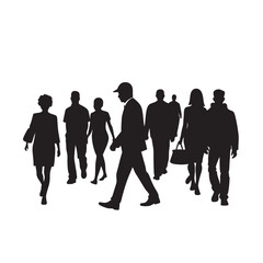 Urban Crowd Walking Silhouette