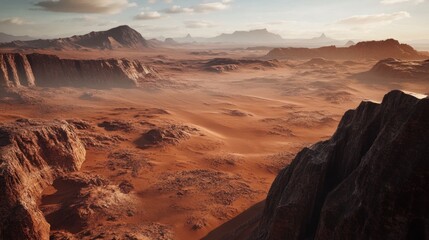 Vastness of Arid Plains under an Endless Sky, A Tranquil Desert Vista