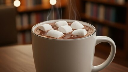 Hot chocolate with marshmallows in a cozy setting