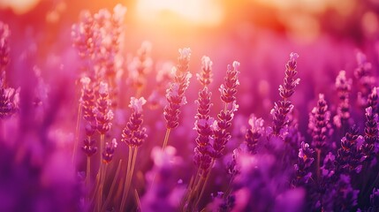 Purple Haze of Lavender: A sun-kissed field of vibrant lavender blooms, offering a visual symphony of color and fragrance, with each delicate flower head poised to dance in the gentle breeze. 