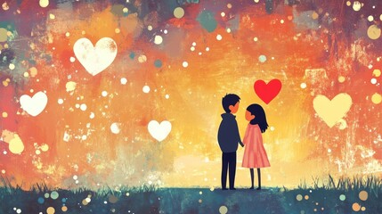 Obraz premium Romantic couple under starry sky