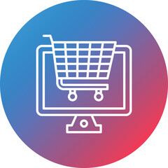 Online Cart Line Gradient Circle Background Icon
