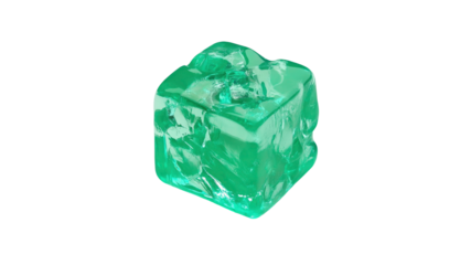 Luminous Green Gelatin Cube, Abstract Jewel-like Texture