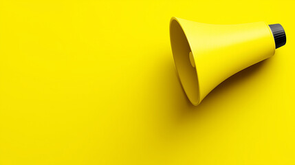 Yellow megaphone on solid yellow background, symbolizing clear and powerful business communication