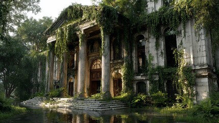 Ruined Mansion Covered in Vines