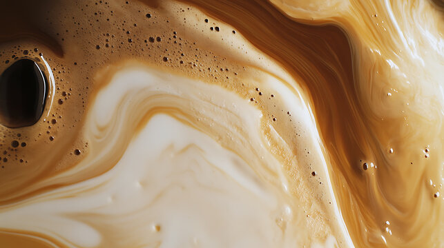 Coffee with Cream Abstract: Swirling textures create a dynamic blend of dark coffee and light cream, an artistic beverage.
