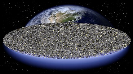 Earth globe shows shield protecting planet within space backdrop