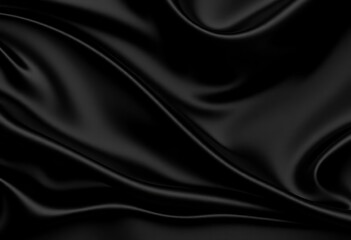 Obraz premium Abstract black silk wave, luxurious, trendy background with ample copy space for design, ripple, silk