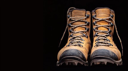 Pair of tan leather hiking boots