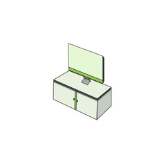 Isometric monitor set on the table