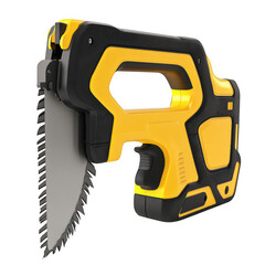 Fototapeta premium Power saw tool yellow and black for cutting work equipment on transparent background