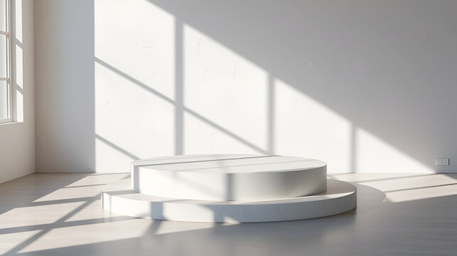 'floor shadow podium light studio top cement splay bar White kitchen wall cosmetic product Empty room texture poduim background desk surface dais sunlight'