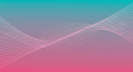 A dynamic background features soft, flowing lines and waves in a gradient of teal, pink, and lavender.