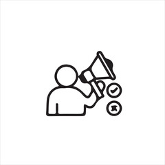 Simple black line art icon depicting idea generation and collaboration.