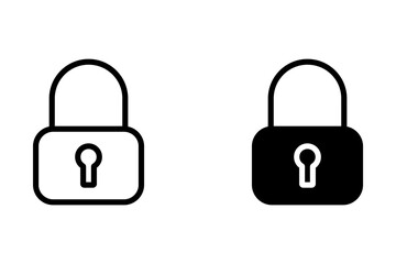 Lock or closed padlock icons set designed in filled, outline, line and stroke style