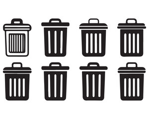 Trash bin icons set, Bin icon, delete icon button,Office trash icon,garbage icon vector design,Trash can open icon, delete sign and symbol