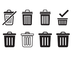 Trash bin icons set, Bin icon, delete icon button,Office trash icon,garbage icon vector design,Trash can open icon, delete sign and symbol