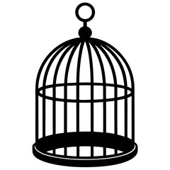 Empty birdcage black silhouette vector illustration
