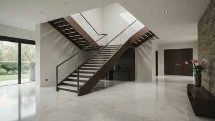 Fototapeta premium Interior of a modern home with stairs.