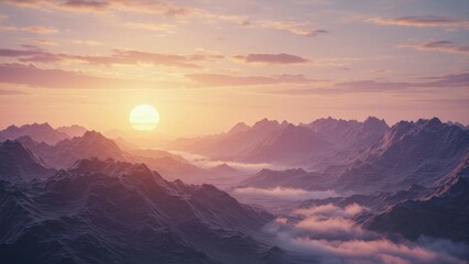 Mountain range view at dawn or dusk landscape