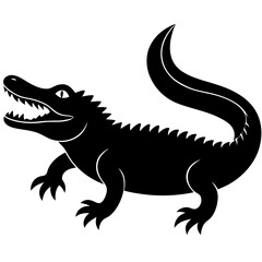 Obraz premium Alligator standing silhouette vector illustration