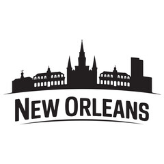 Fototapeta premium Vector New Orleans skyline. Travel New Orleans famous landmarks. Business and tourism concept for presentation, banner, web site. Vector black silhouette. with white background