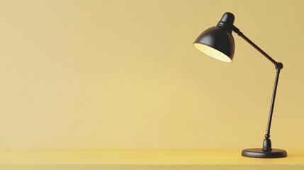 Simple black desk lamp on a pale yellow surface