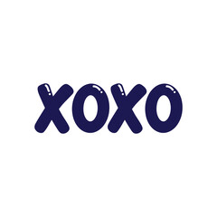 Phrase XOXO hugs and kisses black brush lettering on a white background. Slogan can be used as design element for postcard or print. Vector.