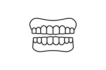 complete human teeth structure icon outline