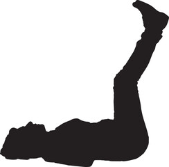 Obraz premium vector silhouette, side view of a relaxed woman lying with two legs up