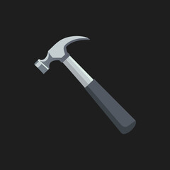 Silver and Black Claw Hammer, Essential Tool for Nailing and Demolition,Vector Element.