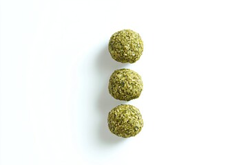 Baked falafel balls product shot on bright white background nicely lit