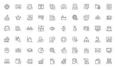Obraz premium Headhunting outline web icons set. Recruitment, career, resume, work group, candidate, job hiring, collection. Vector illustration.